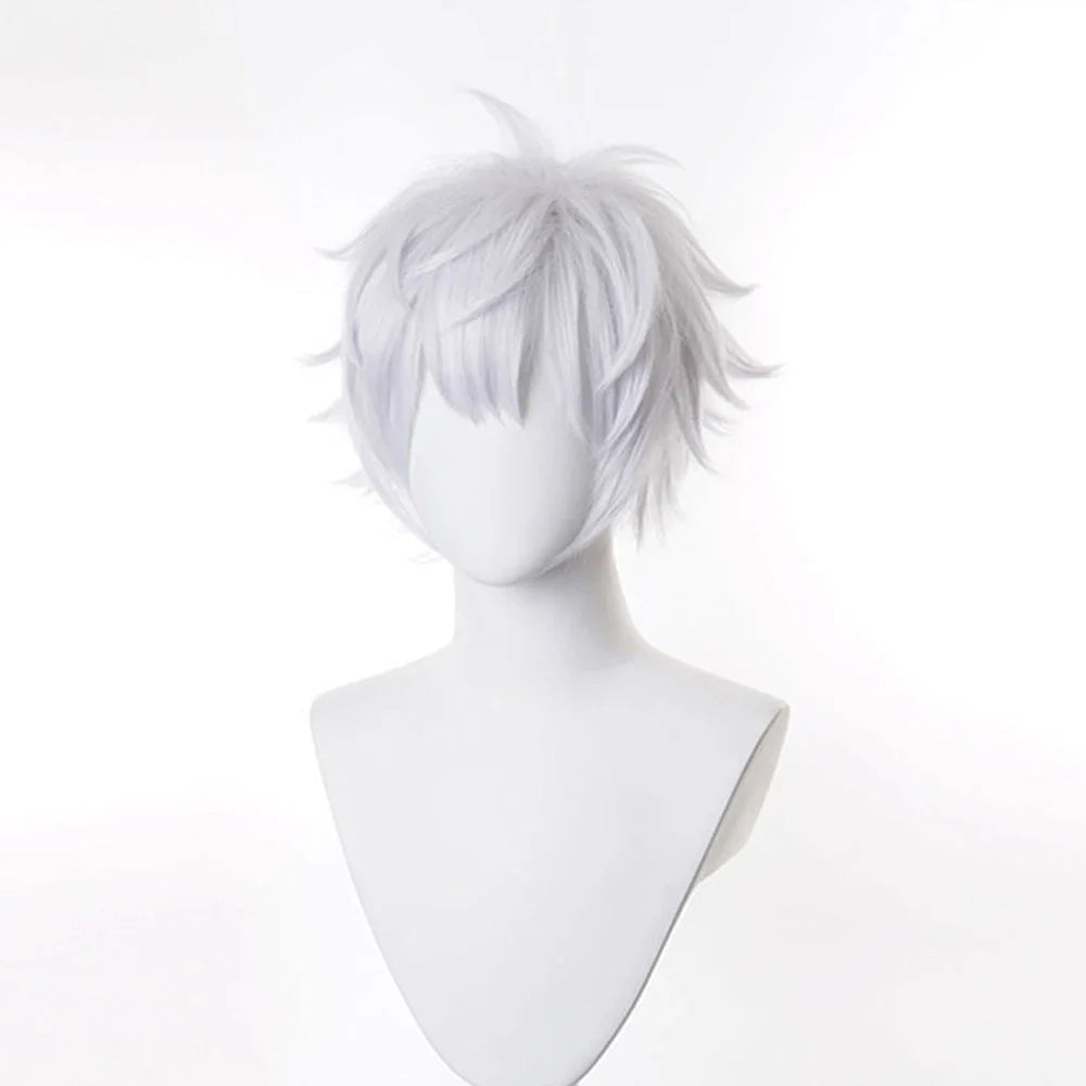 RANYU White Men’s Wig – Short Straight Synthetic Anime Hair, High-Temperature Fiber for Cosplay & Party
