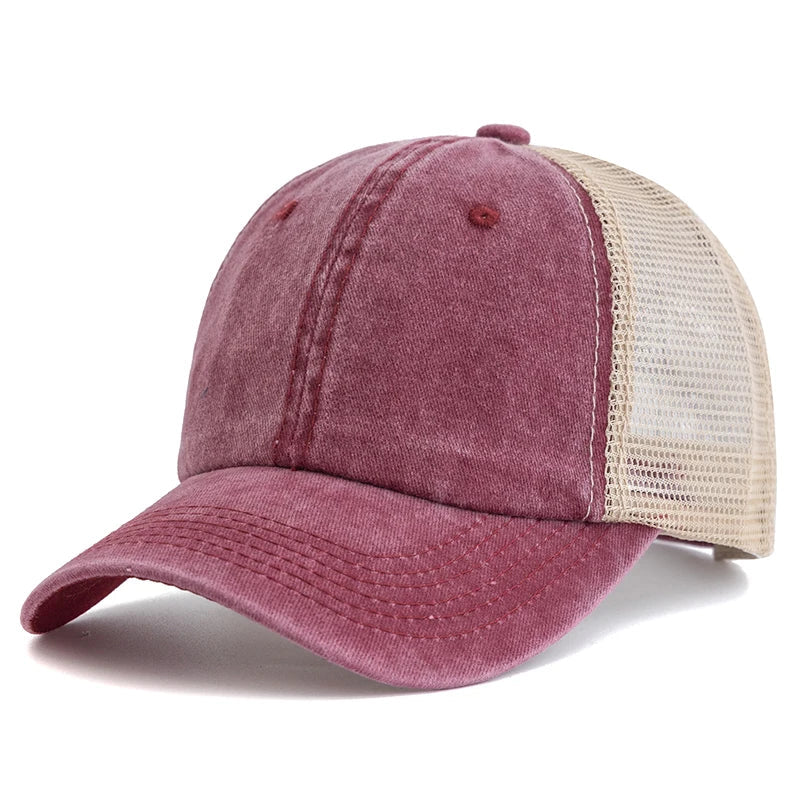 Unisex Washed Cotton Trucker Hat - Multi Color Casual Baseball Cap for Men & Women