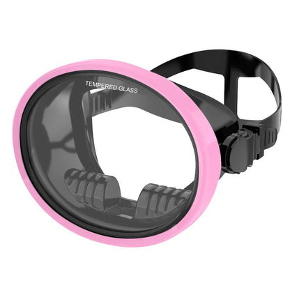 Oval Diving Mask with Tempered Glass Lens – Retro Spearfishing Scuba Goggles, Panoramic Wide View Mask for Adults Outdoor Diving Gear