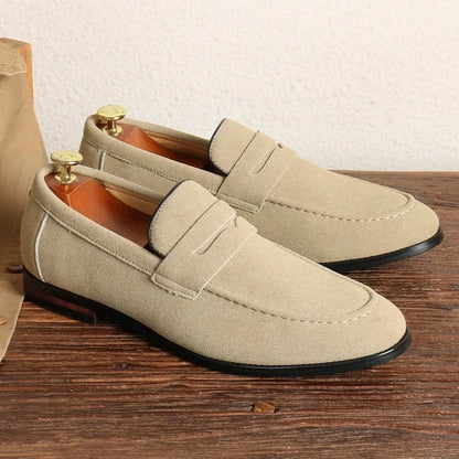 Men’s Suede Leather Slip-On Loafers - Lightweight Comfortable Driving, Party & Wedding Shoes