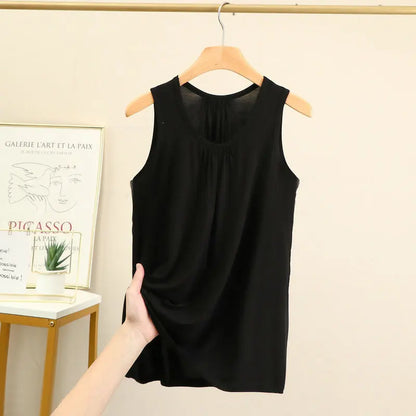 Women’s Plus Size Modal Tank Top - Loose Fold Sleeveless Summer Vest Shirt XL-6XL Casual Homewear