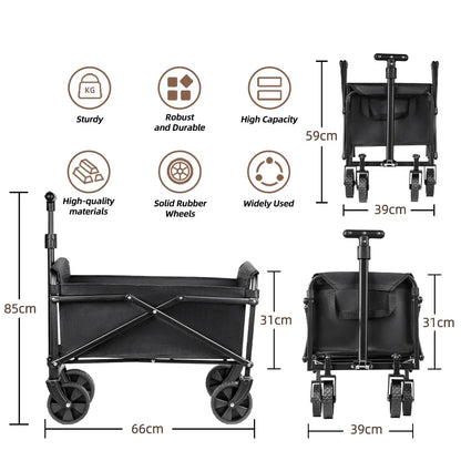 Foldable Outdoor Utility Cart - Heavy Duty Portable Camping, Picnic, Beach & Shopping Wagon