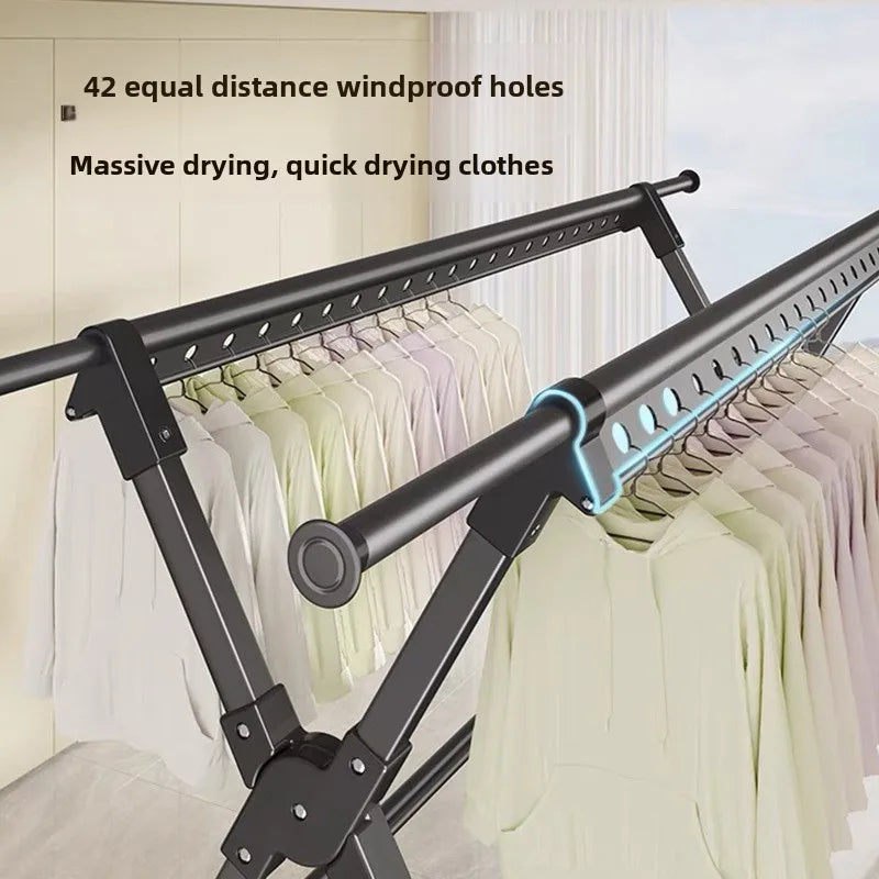 Floor-to-Ceiling Aluminum Drying Rack — Foldable Outdoor & Indoor Clothes Organizer for Kids' Clothing