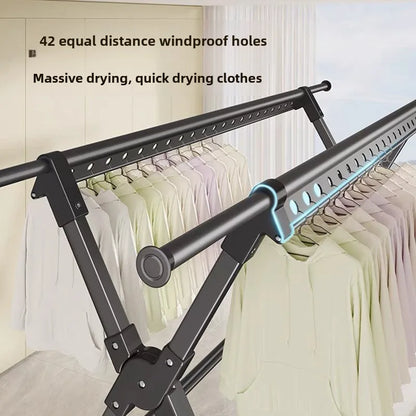 Floor-to-Ceiling Aluminum Drying Rack — Foldable Outdoor & Indoor Clothes Organizer for Kids' Clothing