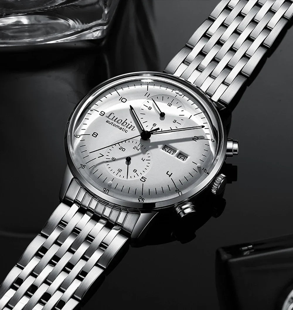 Men’s Fashion Mechanical Watch — 2023 Business Automatic Stainless Steel Luminous Designer Wristwatch