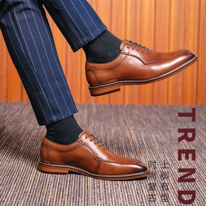 Men’s Cowhide Leather Dress Shoes - Elegant U-Tip Business Formal & Wedding Shoes Sizes 38-47