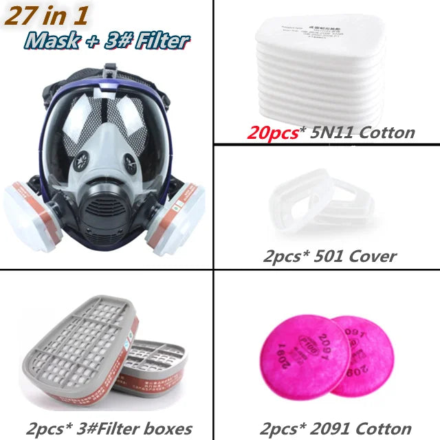 Chemical Gas Mask 6800 – Full Face Anti-Fog Respirator for Industrial, Welding, Spray Paint, Acid Gas Protection
