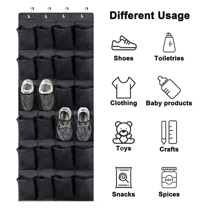 Over The Door Shoe Organizer - 12/24 Grid Large Mesh Pocket Hanging Rack for Closet Storage & Shoe Holder