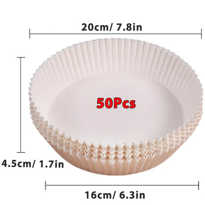 50/100Pcs Disposable Air Fryer Paper Liners Non-Stick Round Baking Parchment for Kitchen Cooking