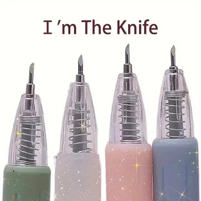 5PCS Press Pen Utility Knife Set - Compact Precision Cutting Tools for Crafts, Scrapbooking, Stickers & DIY Art Supplies