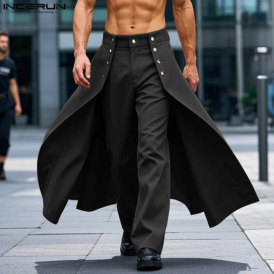 INCERUN Men Irregular Jogger Pants - Loose Casual Streetwear Trousers Solid Color Fashion Long Pants S-5XL