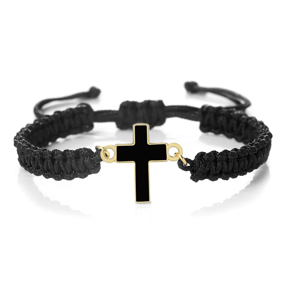 Jesus Cross Braided Bracelet - Handmade Christian Faith Friendship Bangle Jewelry Gift for Women & Men
