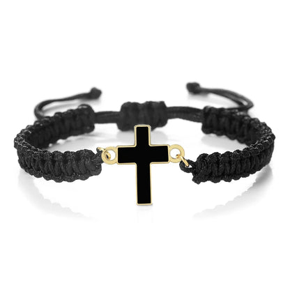 Jesus Cross Braided Bracelet - Handmade Christian Faith Friendship Bangle Jewelry Gift for Women & Men