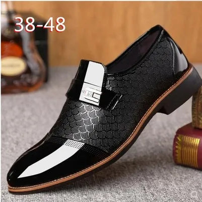 Men’s Embossed Leather Shoes - Classic Luxury Fashion Non-Slip Wear-Resistant Black Footwear