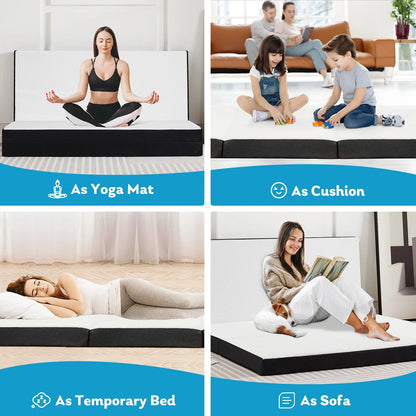 JHK Three-Fold Portable Floor Bed – CertiPUR-US Certified, Soft & Flexible Zipper Mattress for Travel, Camping, and Yoga