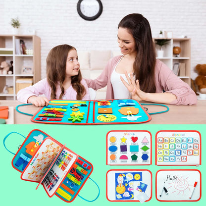 Montessori Toddler Busy Board – Educational Activity for Dress Motor Skills, Baby Learning Toy for Travel