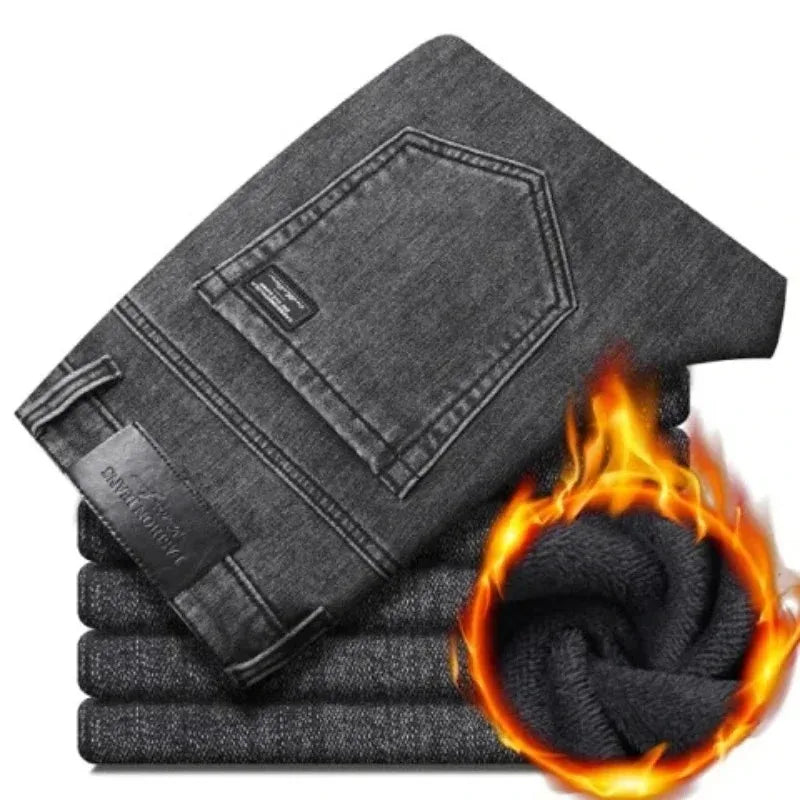 Men’s Spring Autumn Slim Black Jeans — Elastic Straight Korean Vintage Denim Pants for Business & Casual Wear