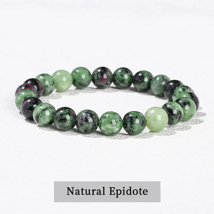 Natural Stone Beaded Bracelet - Obsidian, Fluorite & Quartz Healing Stretch Jewelry for Men & Women
