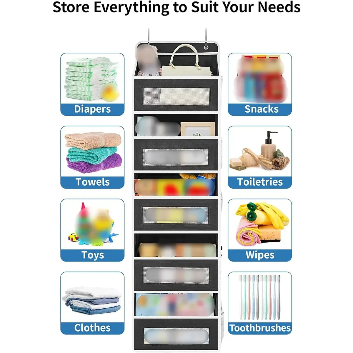 5-Layer Door Hanging Storage Organizer - Wall Mounted Space Saver for Camping, Bedroom & Closet Use