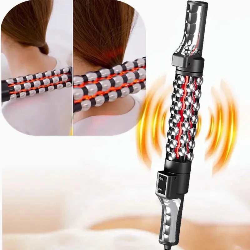 36W Red Light Heated Massage Device - 360° Rotating Roll Massager for Body & Anti-Cellulite Treatment