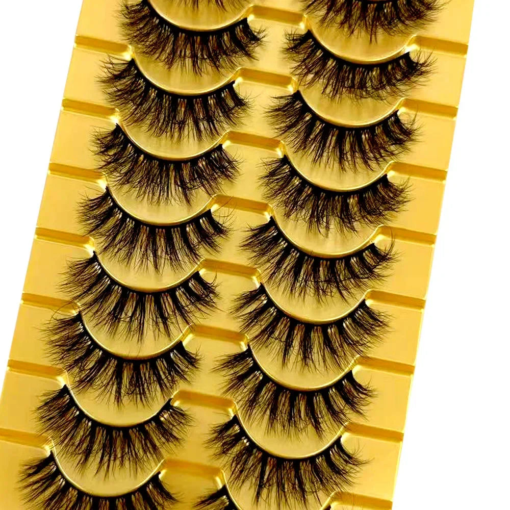 5/10 Pairs 3D Mink False Eyelashes – Wispy Handcrafted Full Strip Short Natural Lashes for Makeup