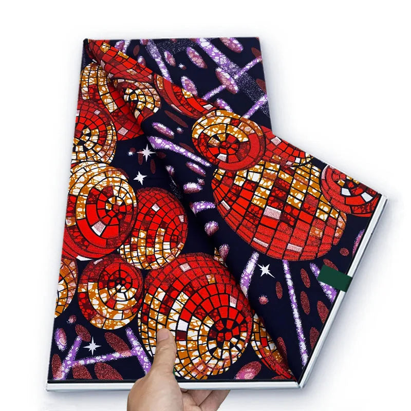 Grand African Glitter Wax Fabric - 6 Yards Soft Cotton Ankara Print Material for Nigerian Clothing