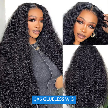 Xcurly Loose Deep Wave Glueless 5x5 Lace Closure Wig – 220% Density Pre-Plucked Transparent Human Hair Water Curly Wig