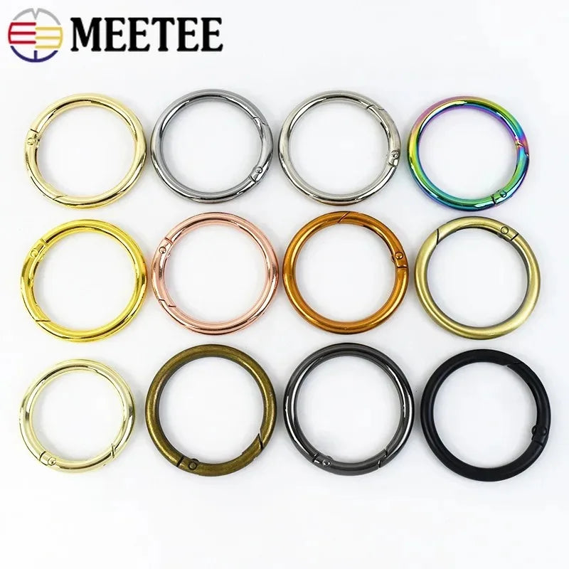 10Pcs Metal O Ring Spring Clasps - 10-38mm Openable Round Carabiner Snap Hooks for Keychains, Bags & DIY Jewelry Accessories