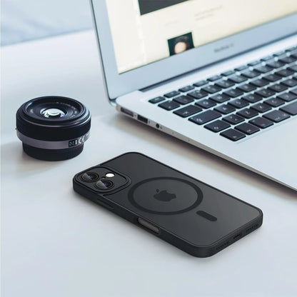 Luxury Magnetic Matte Translucent Armor Shockproof Case for Apple iPhone 11–16 – MagSafe Compatible Protective Cover for Wireless Charging
