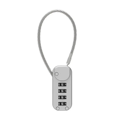 Portable 4-Digit Combination Lock – Zinc Alloy Anti-Theft Wire Rope Padlock for Luggage & Backpack Zippers