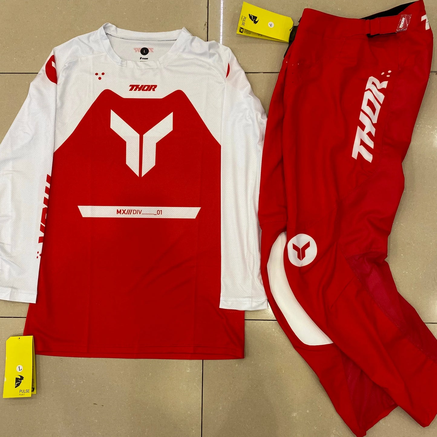 Thor 2026 Motorcycle Riding Set - Bleach Black Camo Off-Road Racing Gear Long Sleeve Jersey and Pants