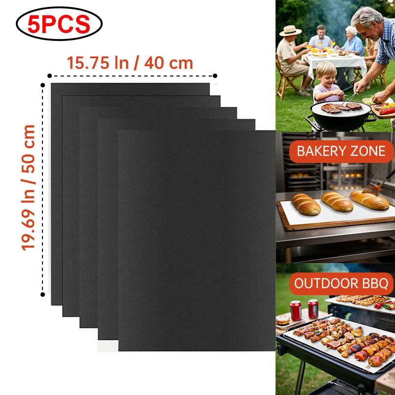 60x40cm Non-Stick BBQ Grill Mat - Heat Resistant Reusable Baking Sheet for Easy Cooking, Grilling & Outdoor Barbecue