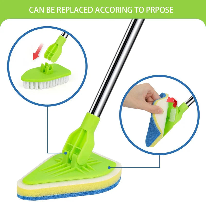 Triangle Telescopic Sponge Glass Wiper - Multifunctional Cleaning Tool for Bathroom, Kitchen & Floor Surfaces