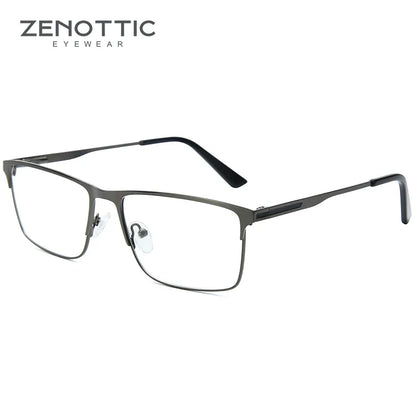 ZENOTTIC Titanium Progressive Glasses - Men's Square Anti Blue Light Photochromic Prescription Eyewear for Myopia Vision Correction