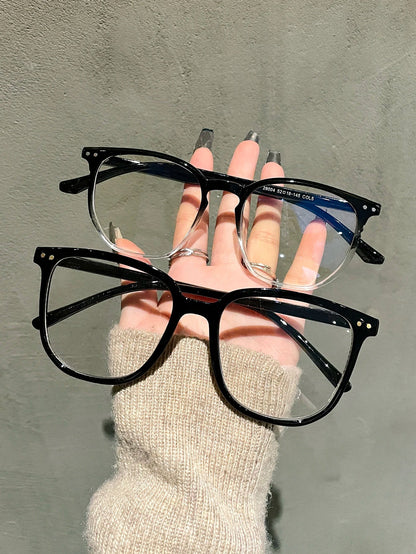 2PCS Classic Square Frame Glasses for Women & Men – Daily Life Eyewear & Clothing Accessories