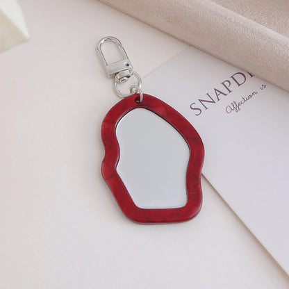 Mini Resin Makeup Mirror Keychain - Irregular Portable Touch-Up Mirror Bag Charm for Purses & Backpacks