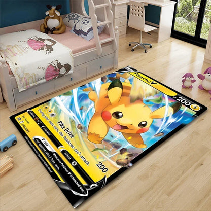 Pikachu Anime Area Rug - Non-Slip Pokemon Inspired Carpet for Living Room Kids Bedroom Home Decor
