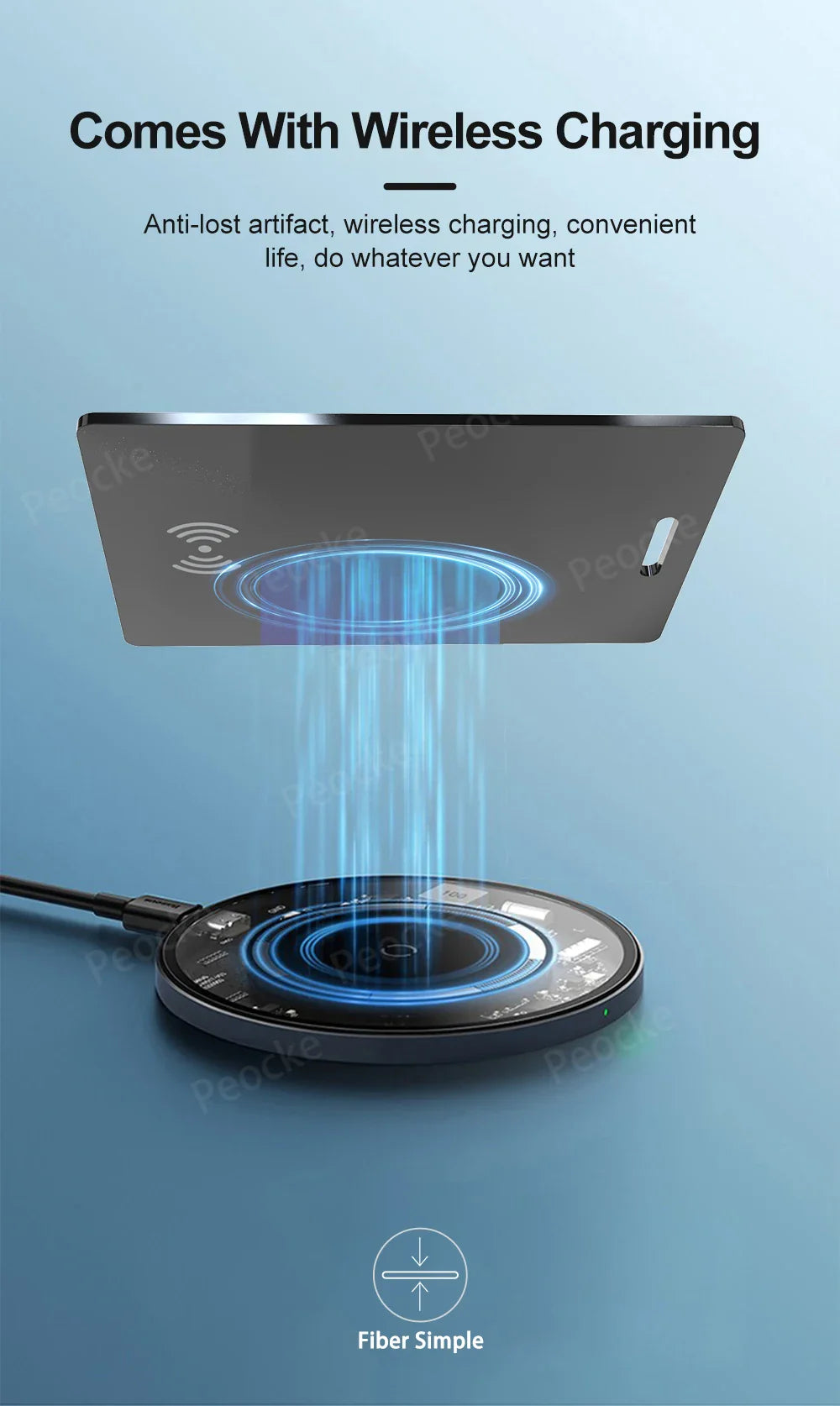 Wallet Anti-Loss Card – GPS Smart Tag with iPhone Find My Bluetooth, Ultra-Thin Wireless Charging, IP67 Waterproof