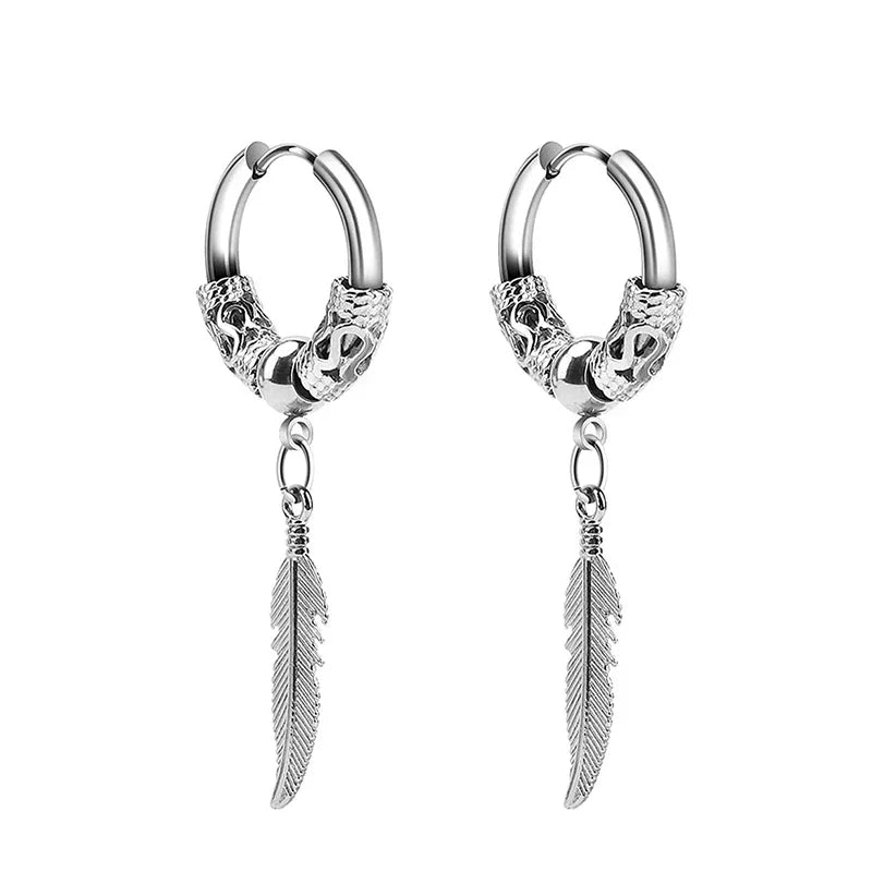 Stainless Steel Cross Star Dangle Earrings - Punk Gothic Hoop Huggie Jewelry for Men & Women