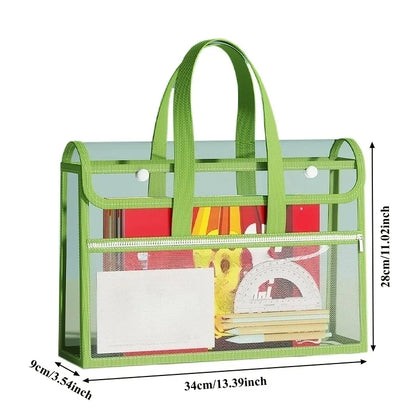 Double Layer Clear Tote Bag - Large Waterproof Portable Handbag for Students, Books, Documents & Stationery Storage