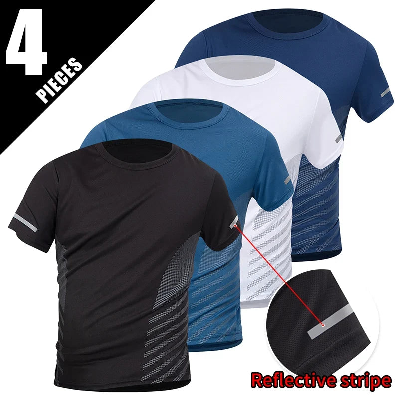 Men’s Summer Quick Dry T-Shirt - Solid Color Short Sleeve Sports Shirt for Running & Casual Wear