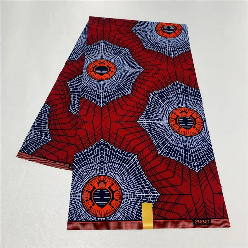 6 Yards African Real Wax Ankara Fabric - 100% Cotton Party Dress Print