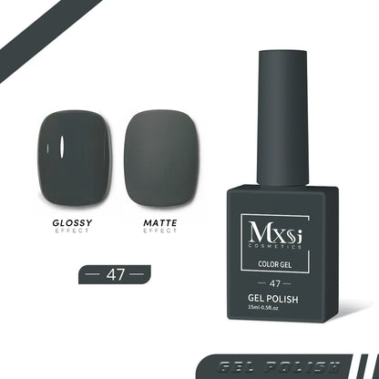 Mxsi 15ml Gel Nail Polish - Neon Brown, Royal Blue, Red, Green & Nude UV Gel Lacquer Colors for Nail Art