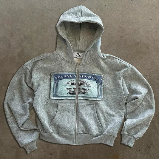 Y2K Retro Autumn Hoodies for Men & Women – Personalized Printed Street Style Long Sleeve Hooded Cardigan