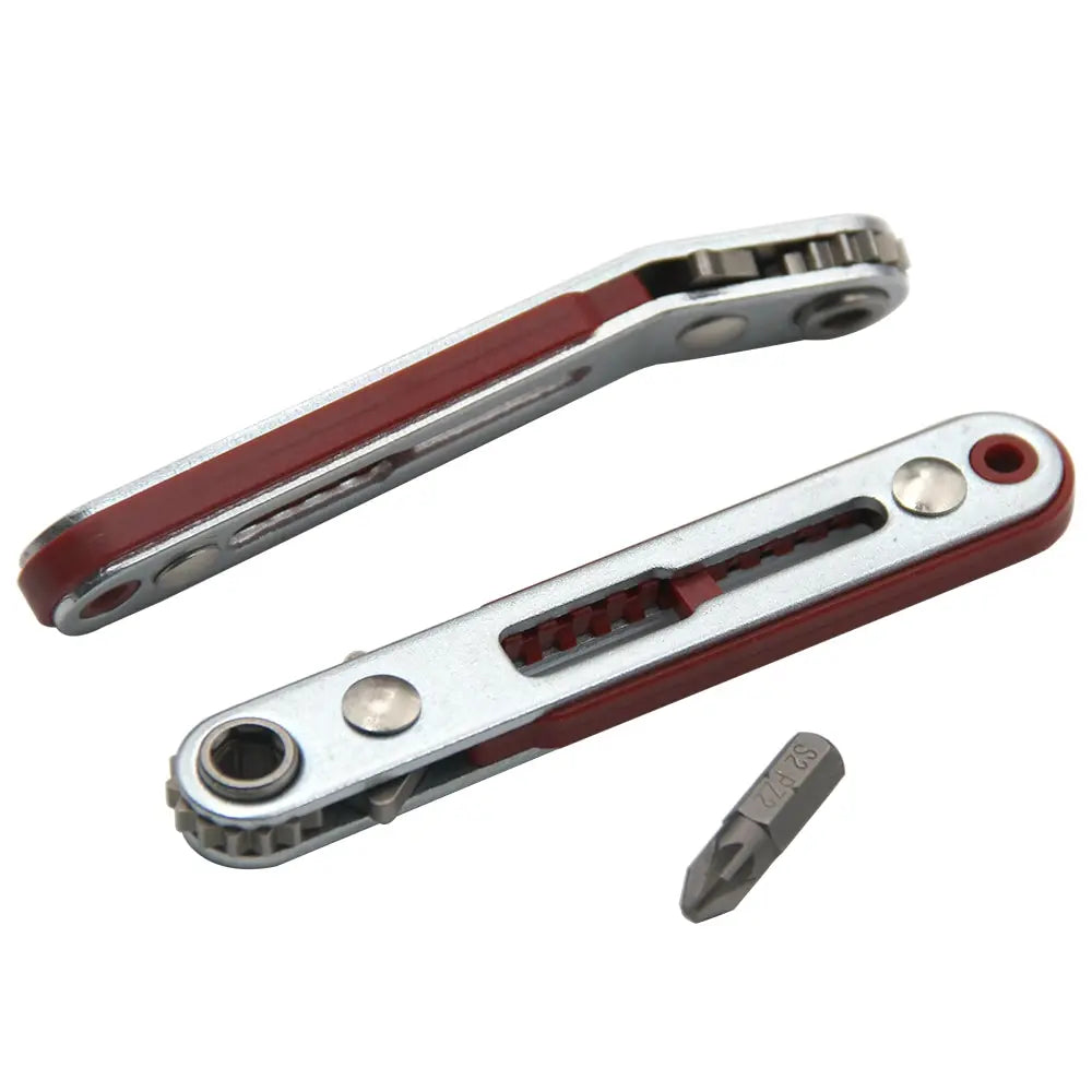 Multifunctional Bidirectional Ratchet Screwdriver — Forward & Reverse Elbow Wrench with Flat and Cross Heads