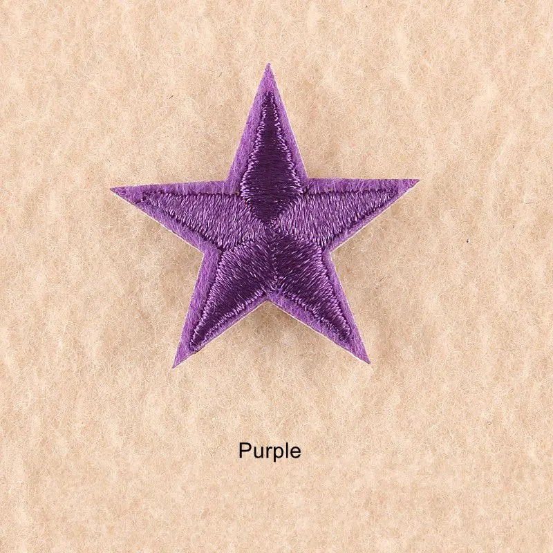 10Pcs Mini Star Embroidery Iron-On Patches – DIY Clothing Appliques Pentagram Stickers for Jackets, Jeans & Bags (Black, White, Gold)