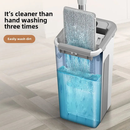 Hands-Free Flat Mop with Bucket – Dry & Wet Floor Cleaner for Easy Household Mopping