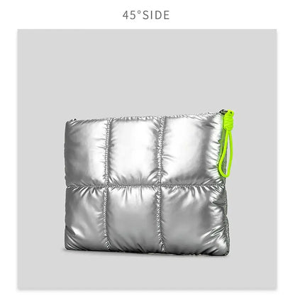 Trendy Puffy Cotton Laptop Bag 14 Inch — Waterproof, Shockproof Sleeve with Shoulder Strap for MacBook, Lenovo, Huawei