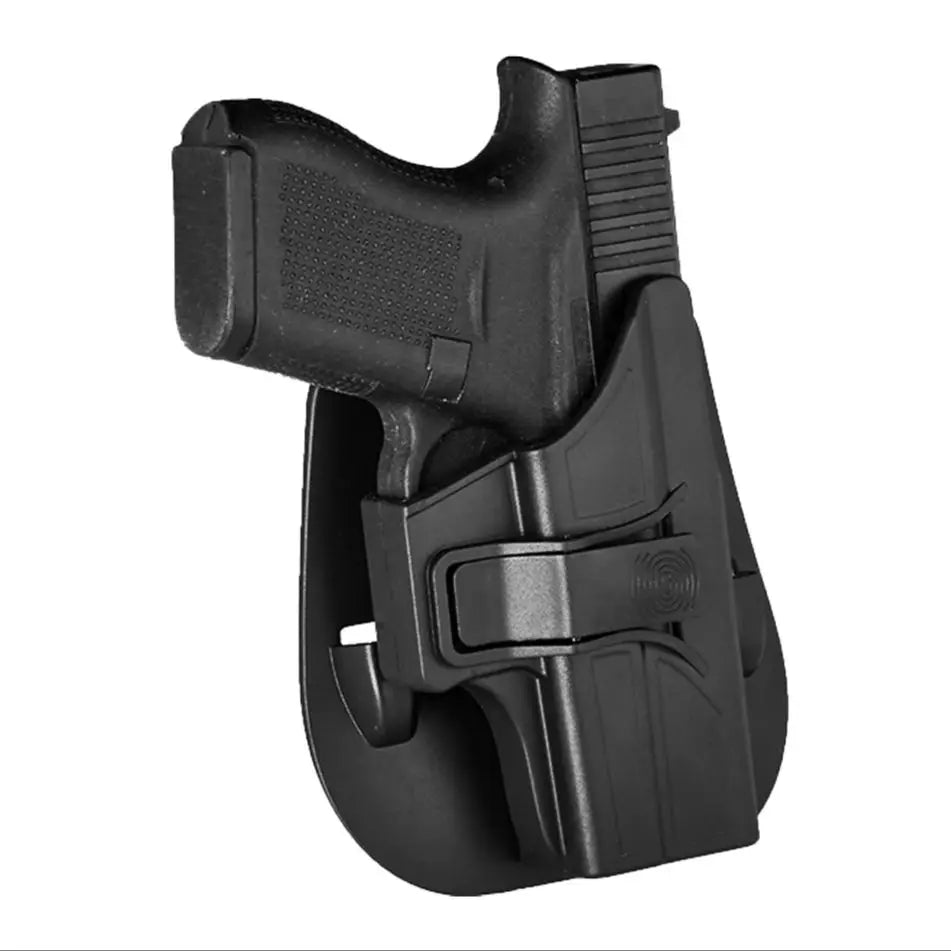 Polymer OWB Glock 43 Holster - 60 Degree Rotatable Paddle Gun Holder with Adjustable Tactical Carry Bag