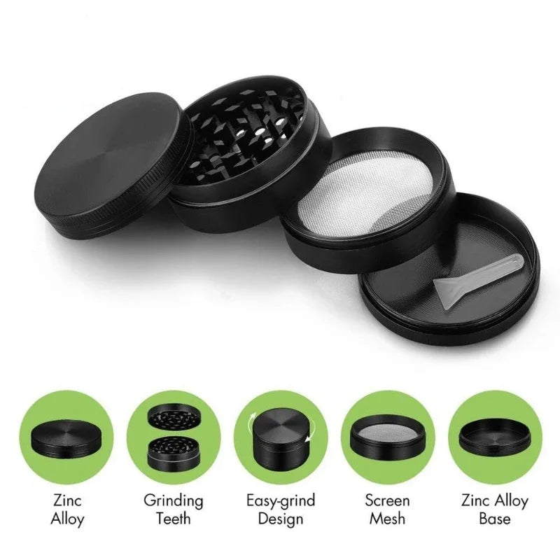 Mini 4-Layer Metal Herb Grinder — 63mm Zinc Alloy Tobacco & Dry Herb Crusher for Smoking Accessories